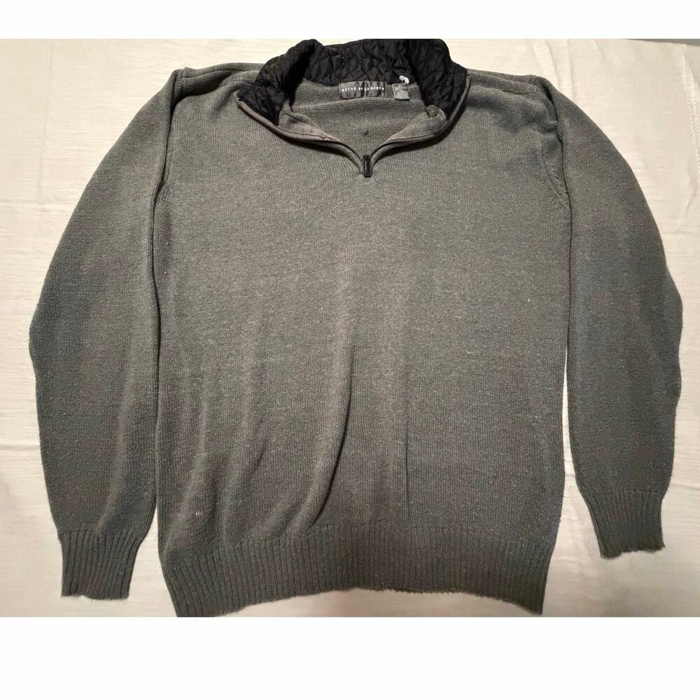 Vintage Oscar de la Renta grey cotton quarter-zip pullover sweater size Xl
